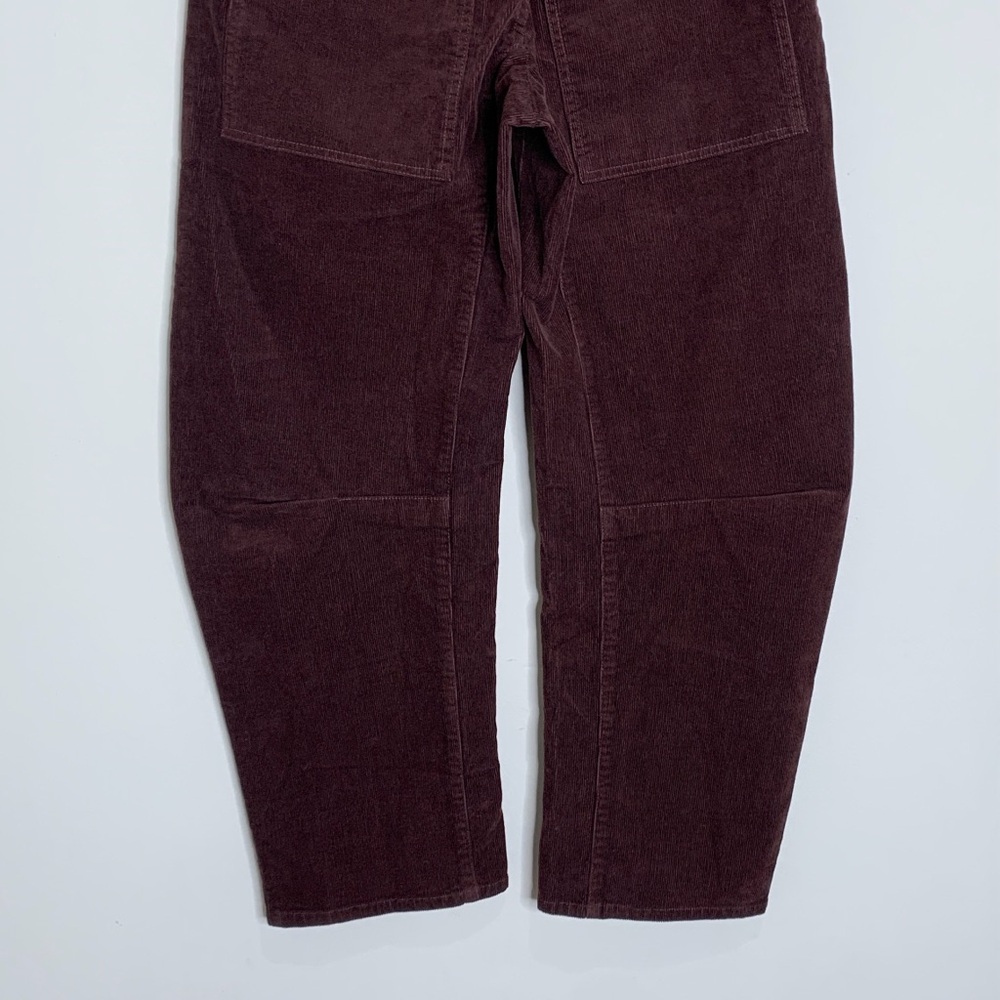 NEW Nili Lotan Shon Corduroy Pant (Sz 00) Curved Barrel Leg Cotton Merlot Brown - Picture 9 of 12